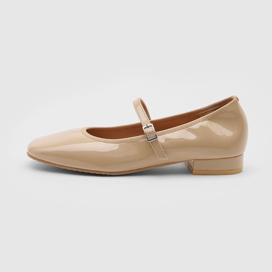 [S293833] SAPPUN - Charlotte Enamel Maryjane Flats (2cm) (BEIGE, 35)