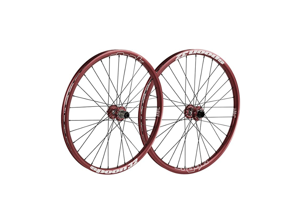 [SPANK WHEELSET SPIKE SPOON- 32 26", 32H, 135MMX12MM THRU R / 110MMX20MM F, RED ( C08SN01040AMSPK ) (SET)] Spank Wheelset Spike Spoon- 32 26", 32H, 135MMX12MM Thru R / 110MMX20MM F, Red