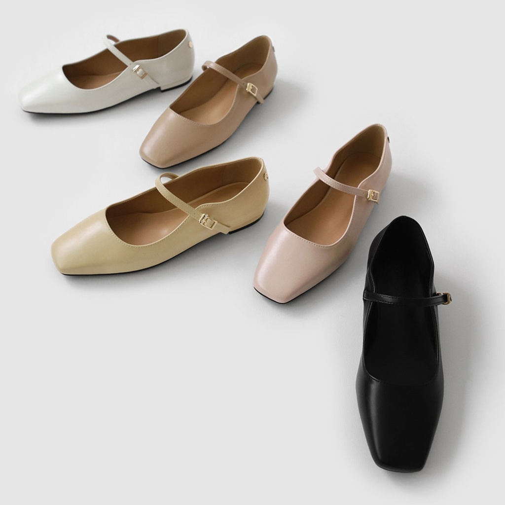 Ariel Square Mary Jane Flats (1cm)
